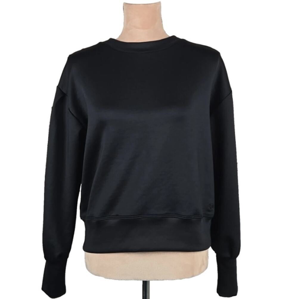 Albion Fit Brighton Scuba Pullover Sweatshirt Dropped Sleeve Black Medium